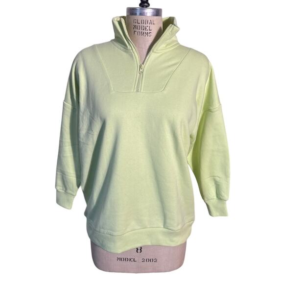 NWT Adore Me Quarter Zip Sweater in Yellow Green Size Small - Picture 1 of 5